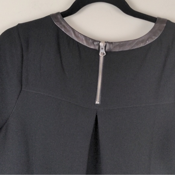 Madewell black dress with leather trim (EUC) - Picture 5 of 8